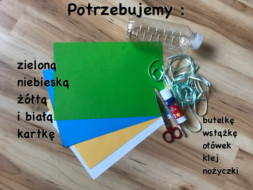 Potrzebne przybory do wykonania żółwia morskiego.