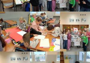 Uczniowie klasy 4 C podczas wykonywania projektu
