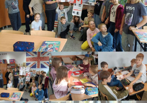 Uczniowie klasy 4b pracujący nad swoim projektem
