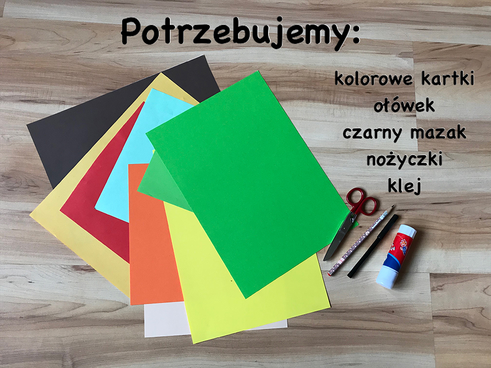 Przybory potrzebne do przygotowania pracy ,,Jesienny jeż".