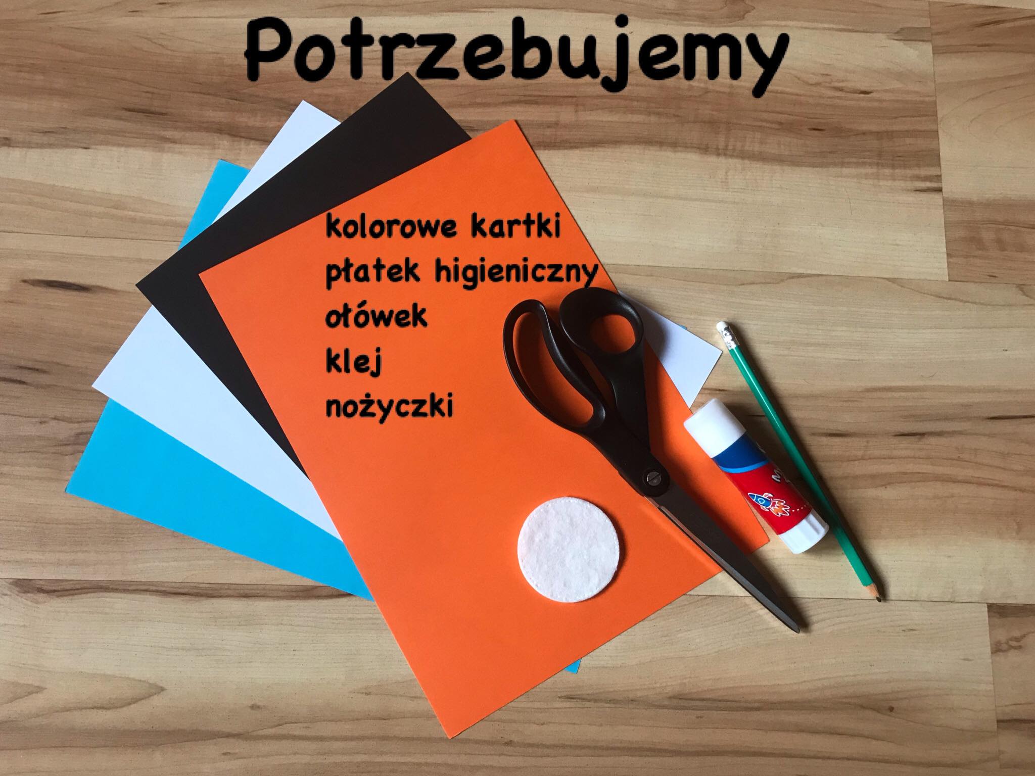 Przybory potrzebne do wykonania pracy Pingwin.