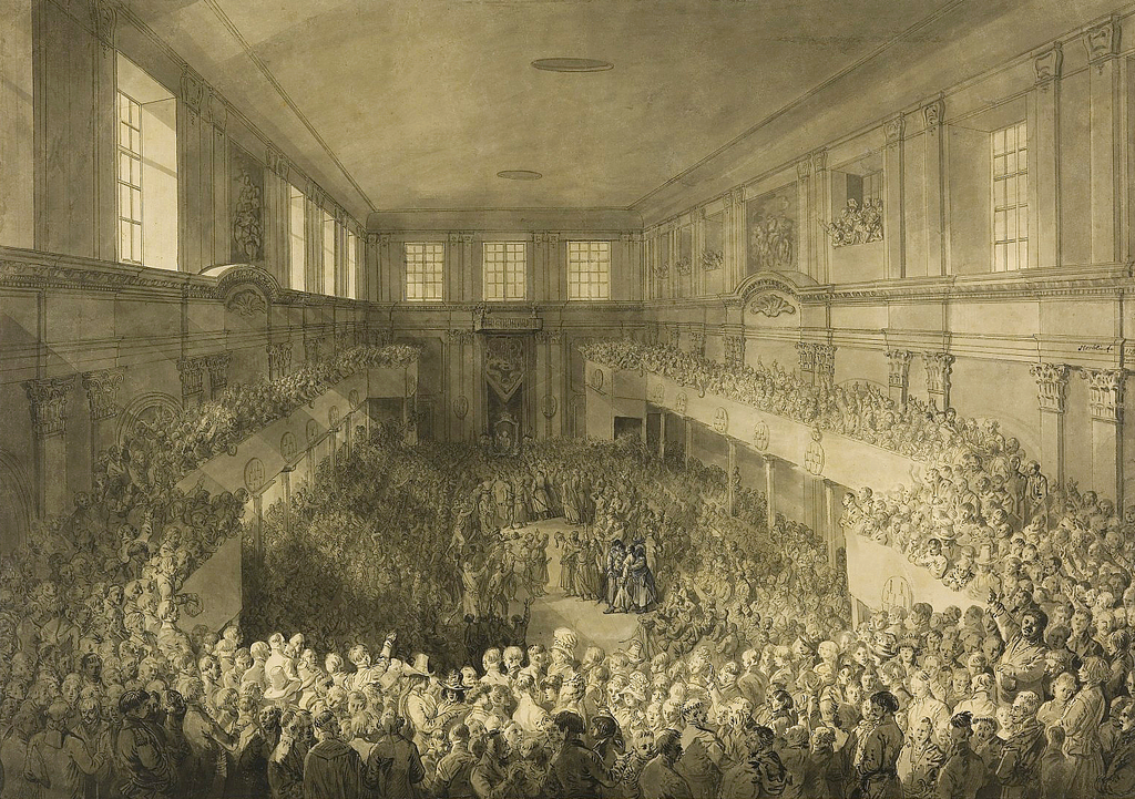  Konstytucję uchwalono 3 maja 1791 r. w Sali Senatorskiej na Zamku Królewskim w Warszawie, rysunek Jana Piotra Norblina