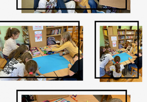 Kolaż zdjęć przedstawiający pierwsze spotkanie w ramach projektu "Czytam z klasą. Lekturki spod chmurki".