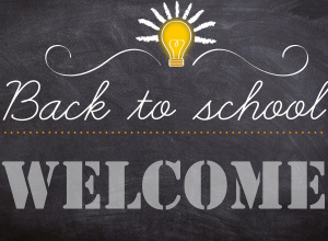 Czarna tablica z napisem ,,Back to school welcome"