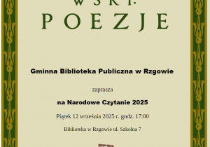 Zaproszenie do Gminnej Biblioteki Publicznej w Rzgowie