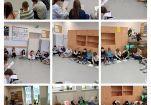 Uczniowie klasy 6a podczas czytania i rozwiązywania zadań o Central Park