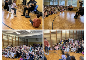 Uczniowie naszej szkoły podczas koncertu filharmonii – wspólne śpiewanie szant, radosne okrzyki ‘Ahoj, żeglarze!’ i pokaz gry na gitarze.