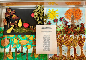 Prace uczniów klas pierwszych w konkursie bibliotecznym.