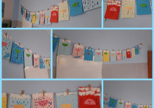 Parasolki wykonane z foremek do babeczek. Dekoracje wykonane pod opieką Pani P. Filipczak.