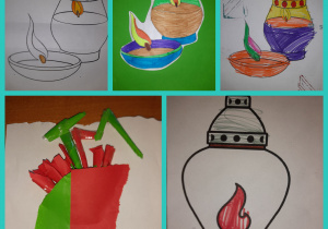 Znicze i kwiaty upamiętniające zmarłych. Dekoracje wykonane pod opieką Pani P. Filipczak.