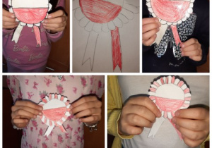 Kotyliony w kształcie kwiatków. Prace przygotowane pod opieką Pani P. Filipczak.