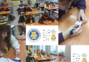 Uczniowie klasy 4b sprawdzają znajomość tabliczki mnożenia