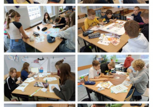 Uczniowie klasy 6a wykonują lapbooki