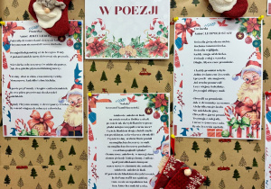 Wystawa wierszy zorganizowana w bibliotece szkolnej z okazji Świąt Bożego Narodzenia.