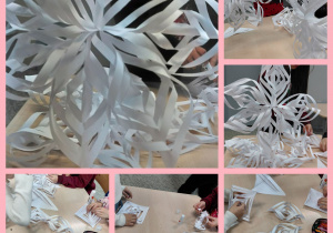 Śnieżynki 3D. Prace wykonane pod opieką Pani A. Ruty.