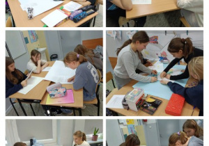 Uczniowie klasy 6a podczas tworzenia projektów