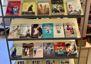 Wystawa książek zorganizowana z okazji Walentynek.