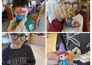 Kolaż zdjęć z pracami plastycznymi.