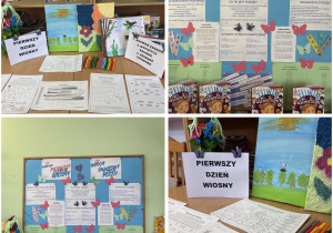 Kolaż przedstwiający zdjęcia gazetki oraz akcji bibliotecznej