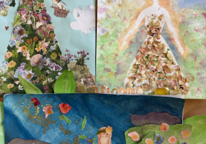 Zdjęcie przedstawia trzy prace konkursowe.