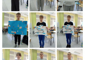 Uczniowie klasy 3 B prezentują swoje projekty.
