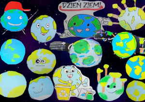 Zdjęcie przedstawia prace uczniów wykonane w programie Paint podczas zajęć informatycznych.