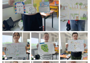 Na zdjęciu uczniowie ze swoimi projektami o zoo w Londynie