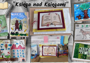Kolaż zdjęć przedstawiający ilustracje wybranych książek, zestawionych w jedną całość przypominającą dużą książkę z okładką.