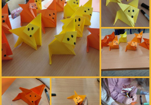 Liski wykonane techniką origami. Prace wykonane w grupie VI pod opieką Pani A. Ruty.