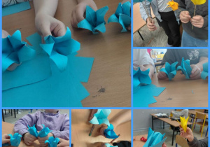 Lilie wykonane techniką origami. Prace wykonane w grupie VI pod opieką Pani A. Ruty.