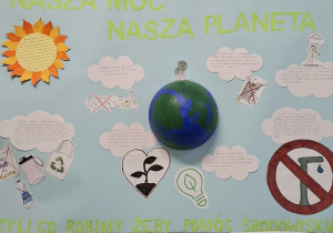 Plakaty propagujące ekologiczne zachowania w wykonaniu uczniów klas siódmych