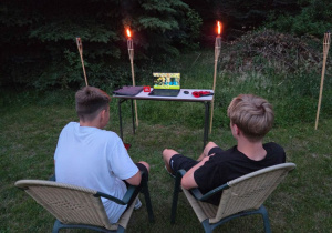 Chłopcy w strefie kibica oglądają mecz USA - Australia