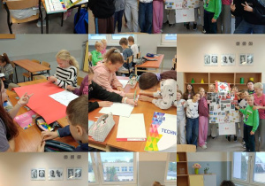 Uczniowie klasy 4 C podczas wykonywania projektu