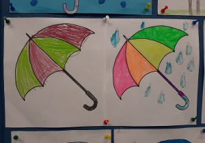 Praca ,,Deszczowa pogoda". Rysunek parasolki.