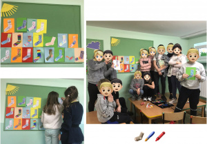 Klasa 2a prezentująca swoje skarpetki zaprojektowane w związku ze Światowym Dniem Zespołu Downa i Dniem Kolorowej Skarpetki. Ładne prawda?