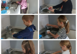 Dzieci zmywają naczynia