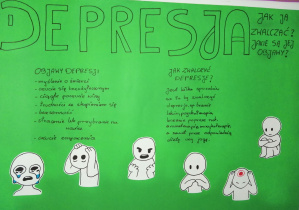 Plakat przedstawiający oblicza depresji